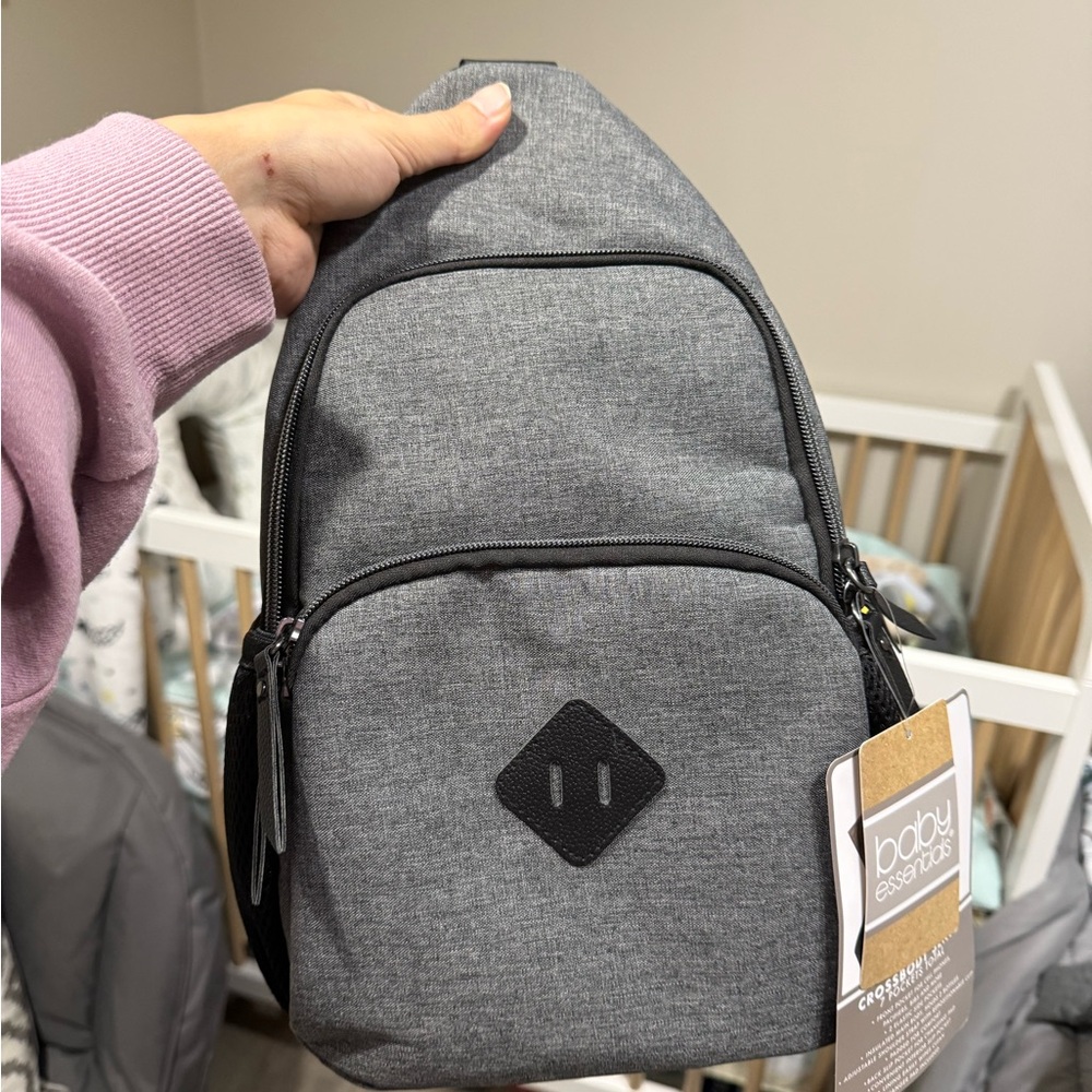 Gray Baby Essentials mini diaper bag (cross body)